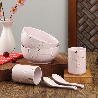 日式陶瓷手绘面汤碗 小清新田园风的创意家居餐具